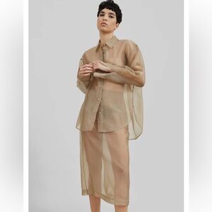 The Frankie Shop - PERI SHEER MIDI SKIRT - DESERT SAND